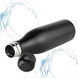 Garrafa Squeeze Lisa Alumínio Preto Fosco 650ml Academia Viagem Caminhadas Bebidas Quentes E Geladas Sanfé