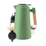Garrafa Termica Com Termômetro Para Café Quente E Chá Gelado Jarra Térmica Cafeteira Capacidade 1 Litro Bico Triangular Trava Anti Vazamento Novidade Com Indicador Temperatura Diversas Cores Verde 