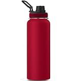 Garrafa Térmica Duplamente Isolada A Vácuo 1200ml Mantém Bebidas Quentes Por 8 Horas E Geladas Por 12 Horas Vermelho 