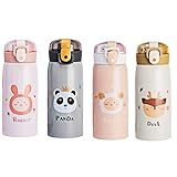 Garrafa Térmica Garrafinha Térmica Infantil Inox Canudo Trava 350 Ml Desenho Carneiro TYDA