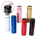 Garrafa Termica Inox Termometro Visor Led Tampa 500ml Rosa