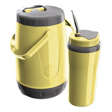 Garrafa Térmica Tererê 2 5l Copo Térmico 650ml Bomba Inox Cor Amarelo