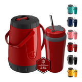 Garrafa Termica Terere 2 5l Copo Termico 650ml Bomba Inox