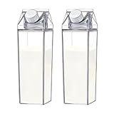 Garrafas De Acrílico Para Bebidas Sucos Leite Água Chás Capacidade 1 Litro Kit Com 2 Unidades Tampa Com Vedação Transparente