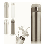 Garrafinha De Água Squeeze Térmica 500ml Mantém Temperatura Cor Prateado