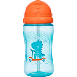 Garrafinha Infantil Com Canudo Dino 400ml 12m Azul Buba