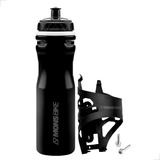 Garrafinha Squeeze Água 600ml Bike Mtb Isotérmica C Suporte Cor Preto