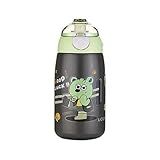 Garrafinha Térmica Infantil 500ml De Aço Inox 316 Com Dupla Parede A Vácuo E Tampa Antivazamento Resistente Não Enferruja Altíssima Qualidade Sem Canudo Premium Marca AMOREJA Verde 