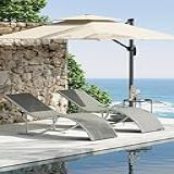 GarveeLife Conjunto De 2 Espreguiçadeiras De Pátio Espreguiçadeira Para Piscina Ao Ar Livre Espreguiçadeira Reclinável Para Banhos De Sol Espreguiçadeira De Gramado Encosto Duplo Para Todos Os