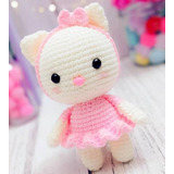 Gata Gatinha Crochê Pet Amigurumi Decoração Hello Kitty