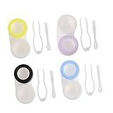 Gatuida Pinça 4 Pcs Estojo De Caso De Lente De Contato Simples Lente De Contato Colorida Organizador De Lentes Para Bolsas Kit De Limpeza De Lentes Kit De Lentes Estojo De Armazenamento