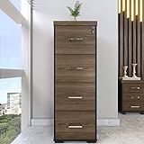 Gaveteiro Alto 4 Gavetas Para Arquivos E Pasta Suspensa Com Chave Charuto Preto Artany