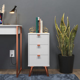 Gaveteiro Industrial Vintage Mesa De Cabeceira Com 3 Gavetas Cômoda Cor Branco Detalhes Em Cobre Design Retrô E Funcionalidade Moderna Ideal P Organização E Decoração De Quarto Sala Ou Escritório