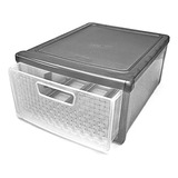 Gaveteiro Modular Nitron Empalhável De Plástico 3 Unidades Cor Preto transparente
