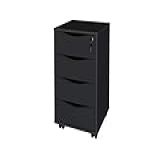 Gaveteiro Organizador Com Rodinhas E Chave 4 Gavetas Preto Bit Artany