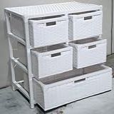Gaveteiro Organizador Mesa De Cabeceira 5 Gavetas Fibra Sintética 58x34x65 Branco 