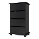 Gaveteiro Para Escritório Home Office 4 Gavetas 78cm C Rodas