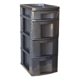 Gaveteiro Plástico Organizador 4 Gavetas Todo Preto Cod 599