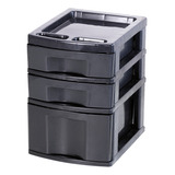 Gaveteiro Plástico Preto 3 Gavetas 1gr E 2peq Agraplast 577