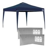 Gazebo Articulado Azul Base E Topo 3x3 M 4 Paredes Branca