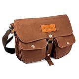 GEARONIC Bolsa Tiracolo Masculina Vintage De Lona Universitária De Ombro Militar Café Medium