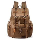 GEARONIC Mochila De Lona Vintage Mochila Casual Para Homens E Mulheres Bolsa Para Laptop De 15 Polegadas Viagem Caminhada Acampamento Mochila Marrom Large Mochilas De Mochila