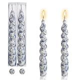 Gedengni Castiçal Impresso Em Espiral Conjunto De 2 Velas Curtas Afuniladas Coloridas Com Flores Azuis De 18 Cm Para Presentes Femininos De Casamento Em Casa 2D2T BLUFLW 