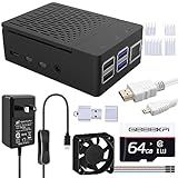 GeeekPi Capa Para Raspberry Pi 4 Com Ventilador PWM Fonte De Alimentação 18W 5V 3 6A Raspberry Pi 4 Dissipadores De Calor Cartão 32GB Pré Carregado Sistema Operacional Raspberry Pi Leitor De Cartão USB Cabo Micro HDMI Para Raspberry Pi 4 Modelo B