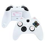 GeekShare Cat Paw Controller Skin Grips Set Capa Protetora De Silicone Antiderrapante Compatível Com Controle Xbox Series X Com 2 Tampas De Aperto De Polegar E 1 Adesivo Branco