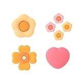 GeekShare Cross D Pad Button Caps Thumb Grips Set Silicone ABXY Key Buttons Sticker Compatible With Nintendo Switch OLED Joy Con  Flower  Pink Yellow 