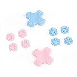 GeekShare Silicone Cross D Pad Button Caps Set Cat Paw Joystick Cover   ABXY Key Buttons Sticker Compatible With Nintendo Switch OLED Joy Con   Pink   Blue