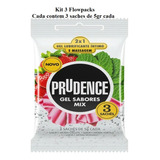 Gel Lubrificante Íntimo Prudence Sabores Mix 3 Sachês 5g