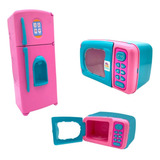 Geladeira De Brinquedo Infantil Grande Microondas Cozinha