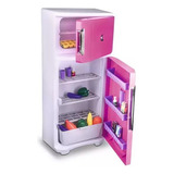 Geladeira De Brinquedo Infantil Grande Rosa Acessórios