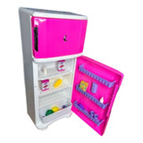 Geladeira Duplex Brinquedo Cozinha Infantil Grande Rosa