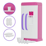 Geladeira Infantil De Brinquedo Grande Cozinha Acessórios Cor Rosa
