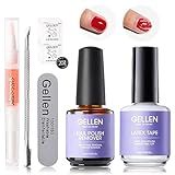 Gellen Kit Removedor De Esmalte Em Gel Removedor De Esmalte Em Gel Com Fita De Látex Descasca Líquido E Ferramentas De Manicure Removedor De Esmalte Em Gel Rápido E Fácil Em 2 A 5 Minutos Sem Danificar As Unhas