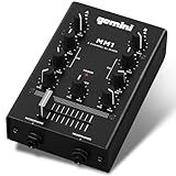 Gemini MM1 Professional Audio 2 Canais Stereo 2 Bandas Rotativas Compactas DJ Mixer Com Fader Cruzado E Controle De Ganho Individual Preto