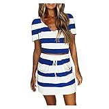 Generic Conjuntos De Saias Para Mulheres Estampadas Mini Petite Cropped Match Ruched 2 Peças Listradas Tops Conjuntos De Saia Feminino 2024 X 211 Azul Royal G