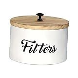 Generic Suporte Para Filtro De Café Farmhouse Kitchen Canister Com Tampa Hermética Recipiente Para Armazenamento De Alimentos Jar Para Chá De Folhas Soltas Branco