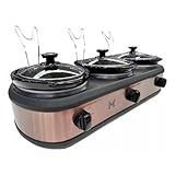 Generic Triplo Rechaud Buffet Elétrico Slow Cooker 3 Panelas 127V Aço Inoxidável
