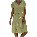 vestido havaiano feminino solto manga curta linho praia outono verao