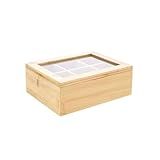 Genérico Caixa De Cha Organizador Bambu Tampa Transparente 6 Divisorias