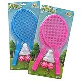 Genérico Kit 2 Raquetes Infantis - 2 Bolas - 1 Peteca Para Crianças Brincadeiras Esportivas