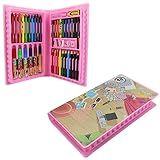 Genérico Kit Escolar Maleta 48 Peças Rosa Estojo Pintura Desenhar