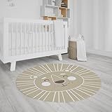 Genérico Tapete Decorativo Infantil Neoprene Leão 140 Cm X 140 Cm Bege