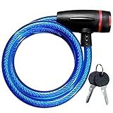 Genérico Trava Cadeado Cabo De Aço Encapado Antifurto 12mmx100cm Com 2 Chaves Azul Para Moto Bicicleta