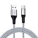 Geonav Cabo USB-C -tipo C- Para USB- Carregamento Rápido- Nylon Trançado- 1-5MT- UCC06- Cinza-Branco
