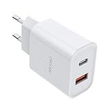 Geonav Carregador Universal Ultra Rápido Duo- 1 X USB-C Power Delivery 20W- 1 X USB Quick Charge 18W- CH20PDQC- Branco