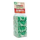 Germanhart Kit Refil Cata Caca Saquinhos Higiênicos Para Cães Destaca Fácil 8 Rolos Biodegradável Impermeável E Resistente À Prova De Vazamentos Verde Folhas